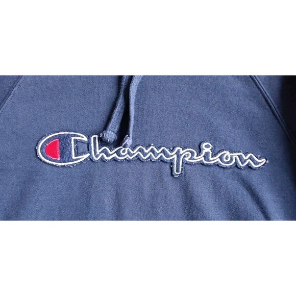 Champion Hoodie Men’s Medium Embroidered Reverse Weave Blue Long Sleeve - Picture 3 of 8